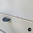 Italian post-modern white wood chest of drawers with black plastic handles 1980s