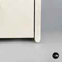 Italian post-modern white wood chest of drawers with black plastic handles 1980s