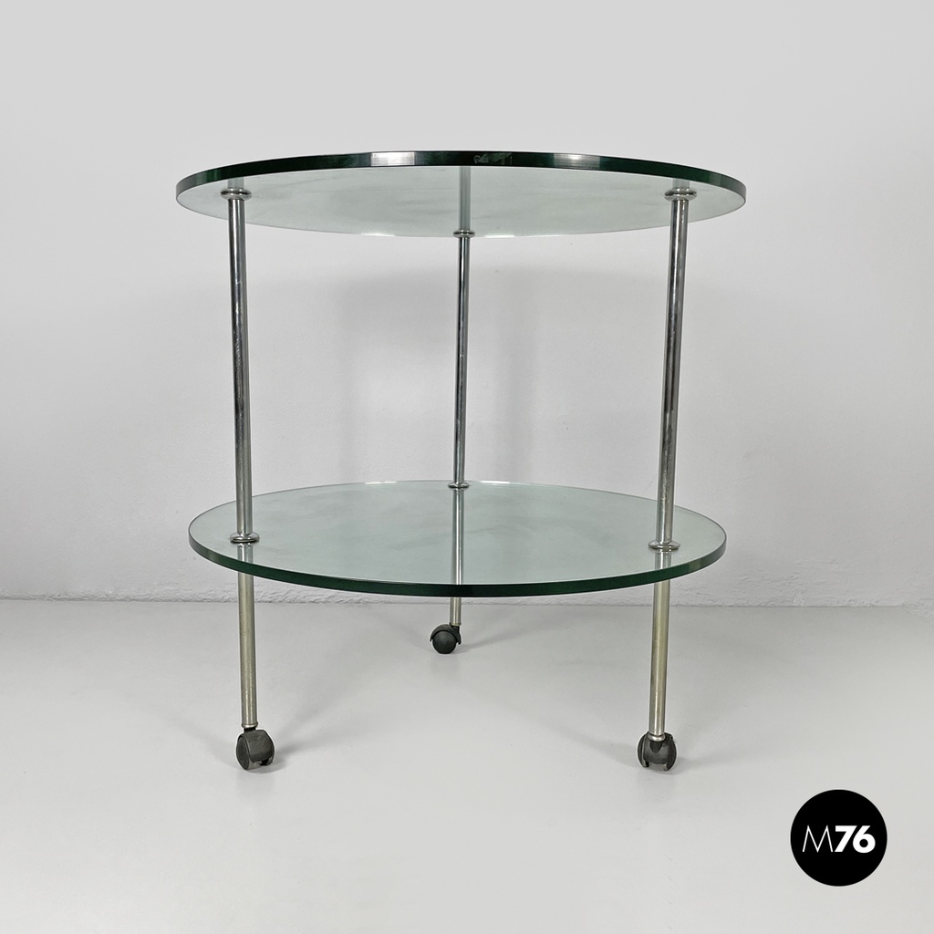 Italian modern cart T6 transparent glass tops Luigi Caccia Domini Azucena, 1970s