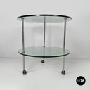 Italian modern cart T6 transparent glass tops Luigi Caccia Domini Azucena, 1970s