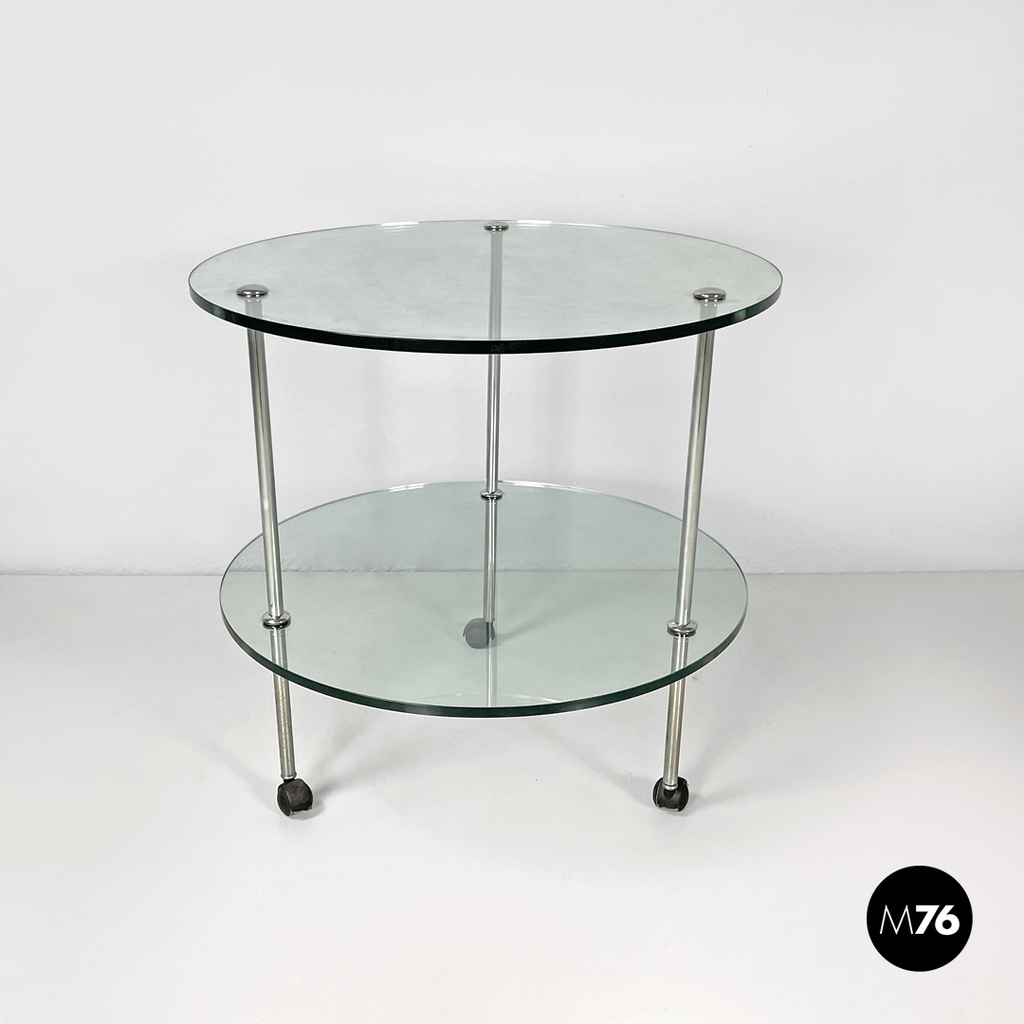 Italian modern cart T6 transparent glass tops Luigi Caccia Domini Azucena, 1970s