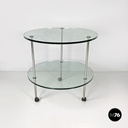 Italian modern cart T6 transparent glass tops Luigi Caccia Domini Azucena, 1970s