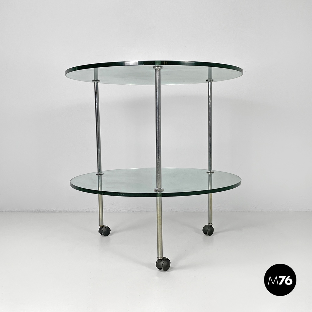 Italian modern cart T6 transparent glass tops Luigi Caccia Domini Azucena, 1970s