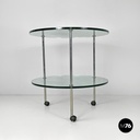 Italian modern cart T6 transparent glass tops Luigi Caccia Domini Azucena, 1970s