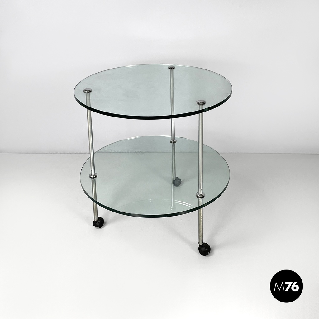 Italian modern cart T6 transparent glass tops Luigi Caccia Domini Azucena, 1970s