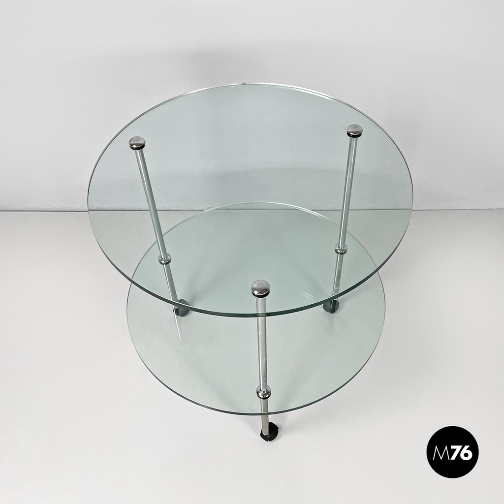 Italian modern cart T6 transparent glass tops Luigi Caccia Domini Azucena, 1970s