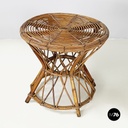 Italian mid-century modern Round coffee table in rattan, 1960s