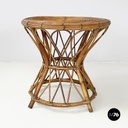 Italian mid-century modern Round coffee table in rattan, 1960s