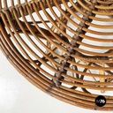 Italian mid-century modern Round coffee table in rattan, 1960s