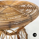 Italian mid-century modern Round coffee table in rattan, 1960s