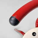 Italian post-modern three legged red and white metal chair with round seat 1980s