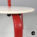 Italian post-modern three legged red and white metal chair with round seat 1980s