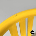 Italian post-modern folding tub chair in yellow wood and beige fabric, 1980s