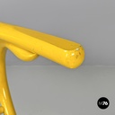 Italian post-modern folding tub chair in yellow wood and beige fabric, 1980s