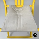 Italian post-modern folding tub chair in yellow wood and beige fabric, 1980s
