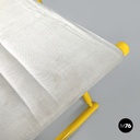 Italian post-modern folding tub chair in yellow wood and beige fabric, 1980s