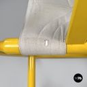 Italian post-modern folding tub chair in yellow wood and beige fabric, 1980s