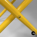 Italian post-modern folding tub chair in yellow wood and beige fabric, 1980s