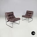 Swedish modern brown faux leather armchairs Pixi Gillis Lundgren for Ikea, 1970s