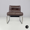 Swedish modern brown faux leather armchairs Pixi Gillis Lundgren for Ikea, 1970s