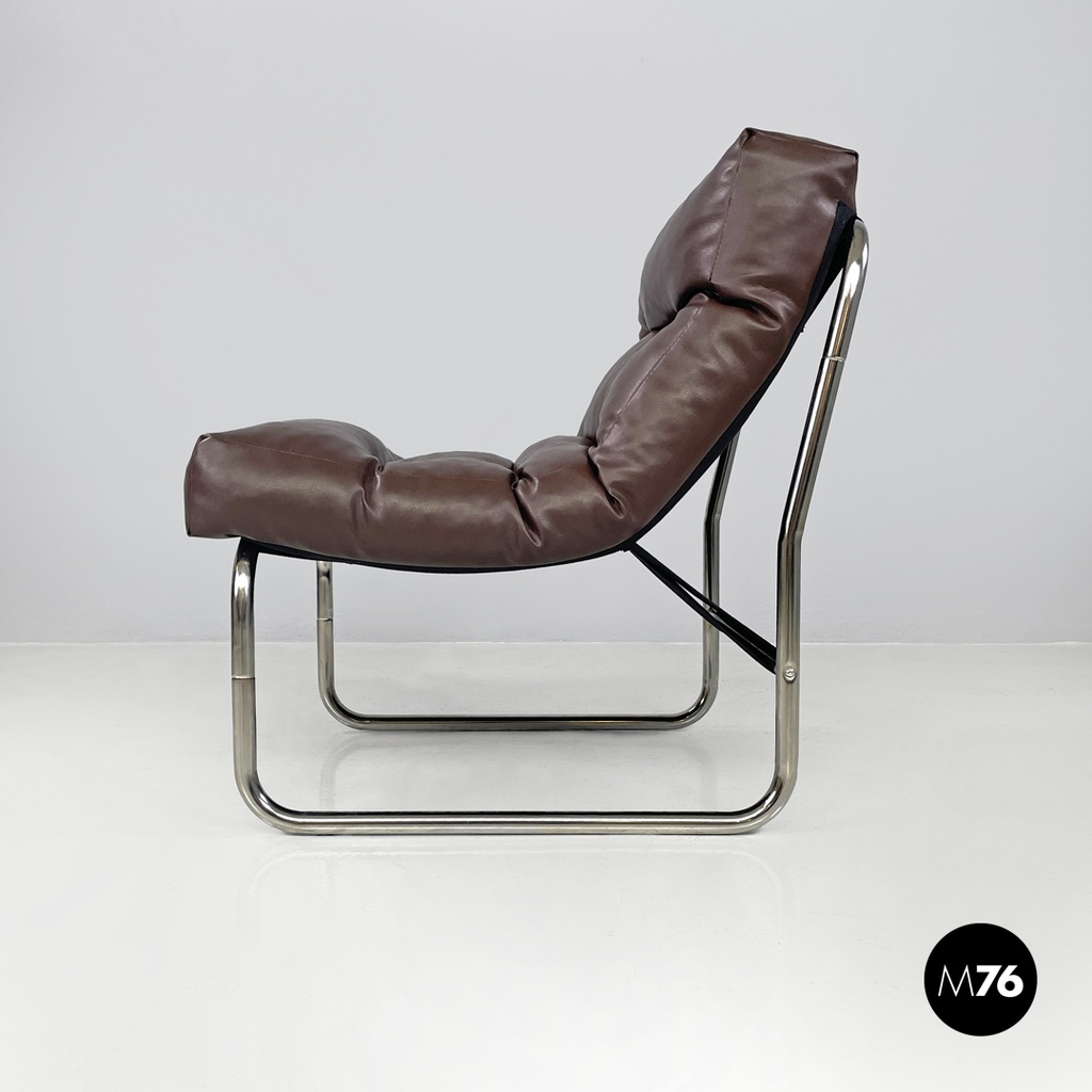 Swedish modern brown faux leather armchairs Pixi Gillis Lundgren for Ikea, 1970s