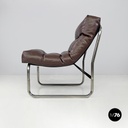 Swedish modern brown faux leather armchairs Pixi Gillis Lundgren for Ikea, 1970s