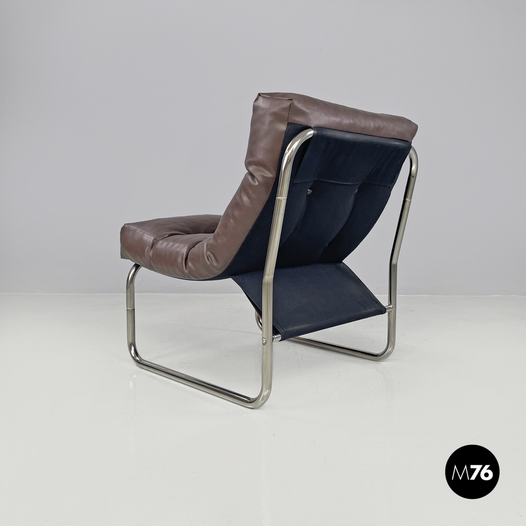 Swedish modern brown faux leather armchairs Pixi Gillis Lundgren for Ikea, 1970s