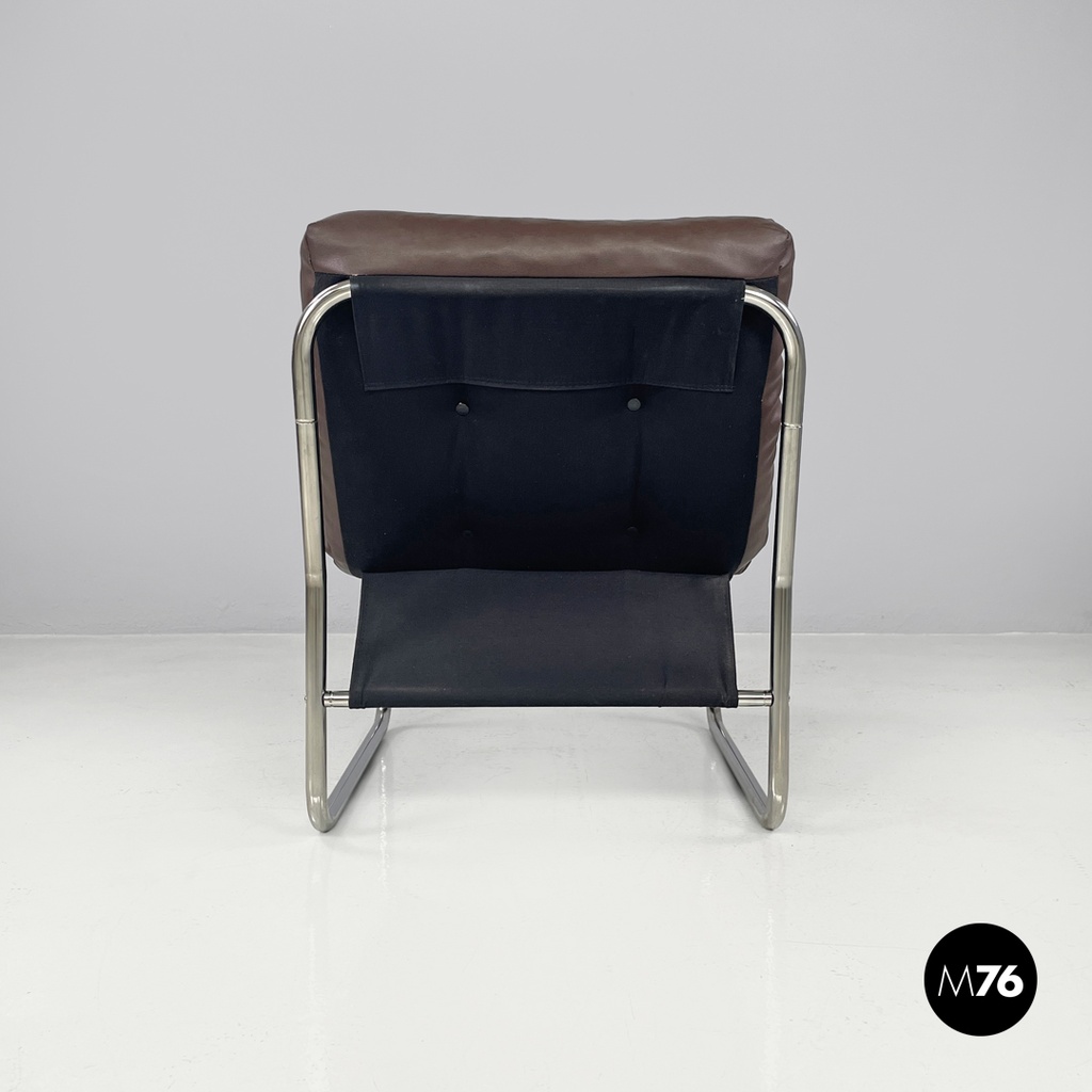 Swedish modern brown faux leather armchairs Pixi Gillis Lundgren for Ikea, 1970s