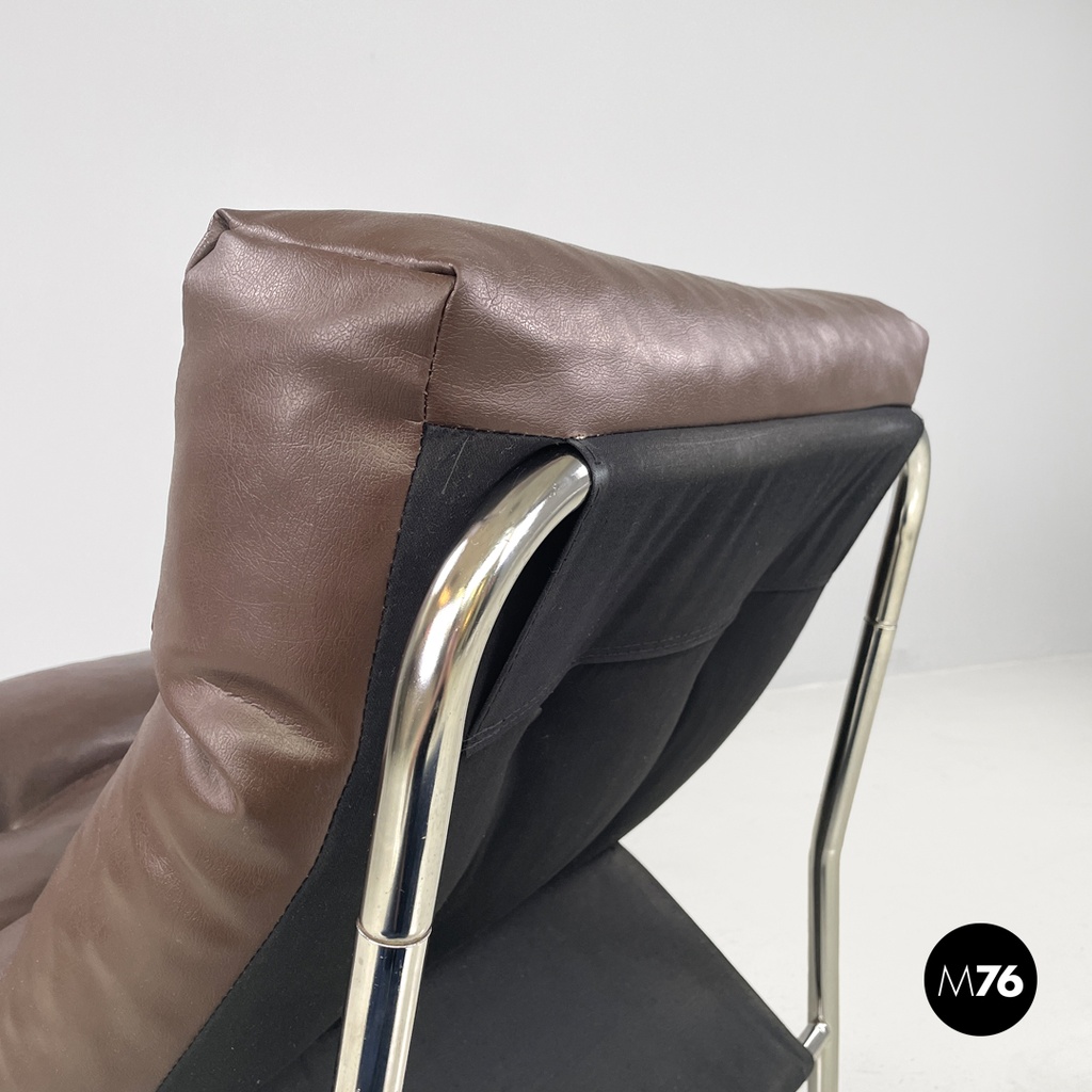 Swedish modern brown faux leather armchairs Pixi Gillis Lundgren for Ikea, 1970s