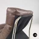 Swedish modern brown faux leather armchairs Pixi Gillis Lundgren for Ikea, 1970s