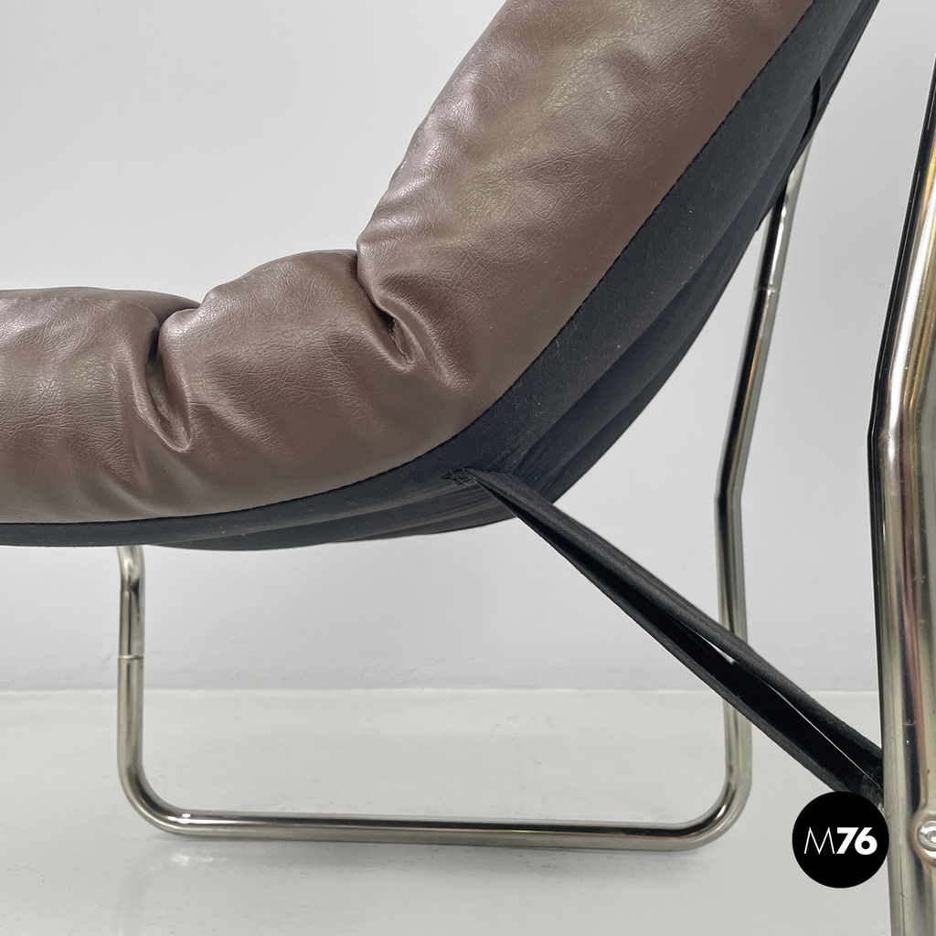 Swedish modern brown faux leather armchairs Pixi Gillis Lundgren for Ikea, 1970s