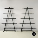 Italian modern Wall o self-supporting bookcases in dark green metal, 1980s