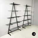 Italian modern Wall o self-supporting bookcases in dark green metal, 1980s