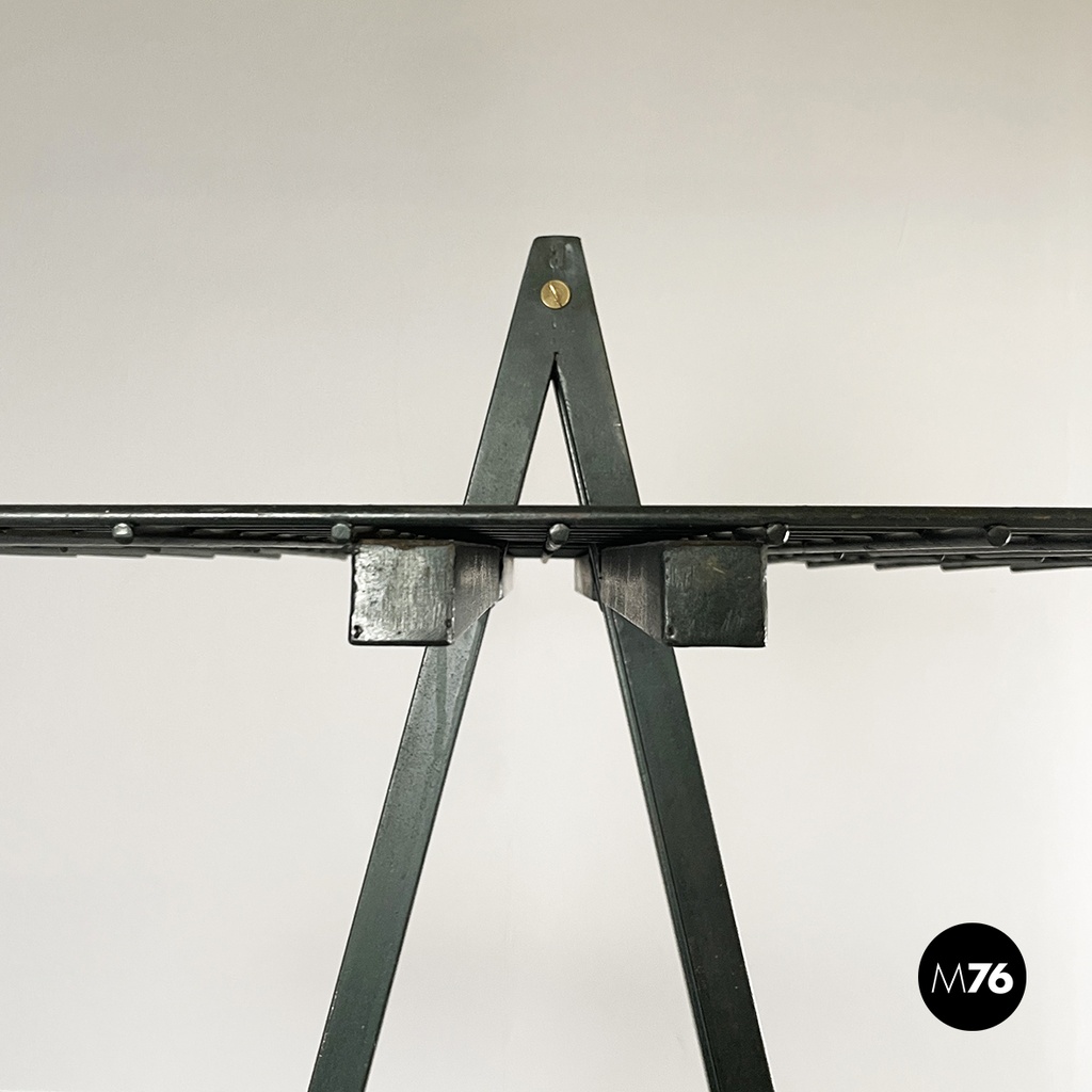 Italian modern Wall o self-supporting bookcases in dark green metal, 1980s