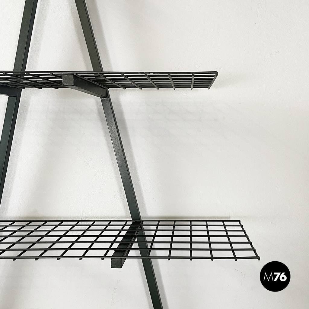 Italian modern Wall o self-supporting bookcases in dark green metal, 1980s