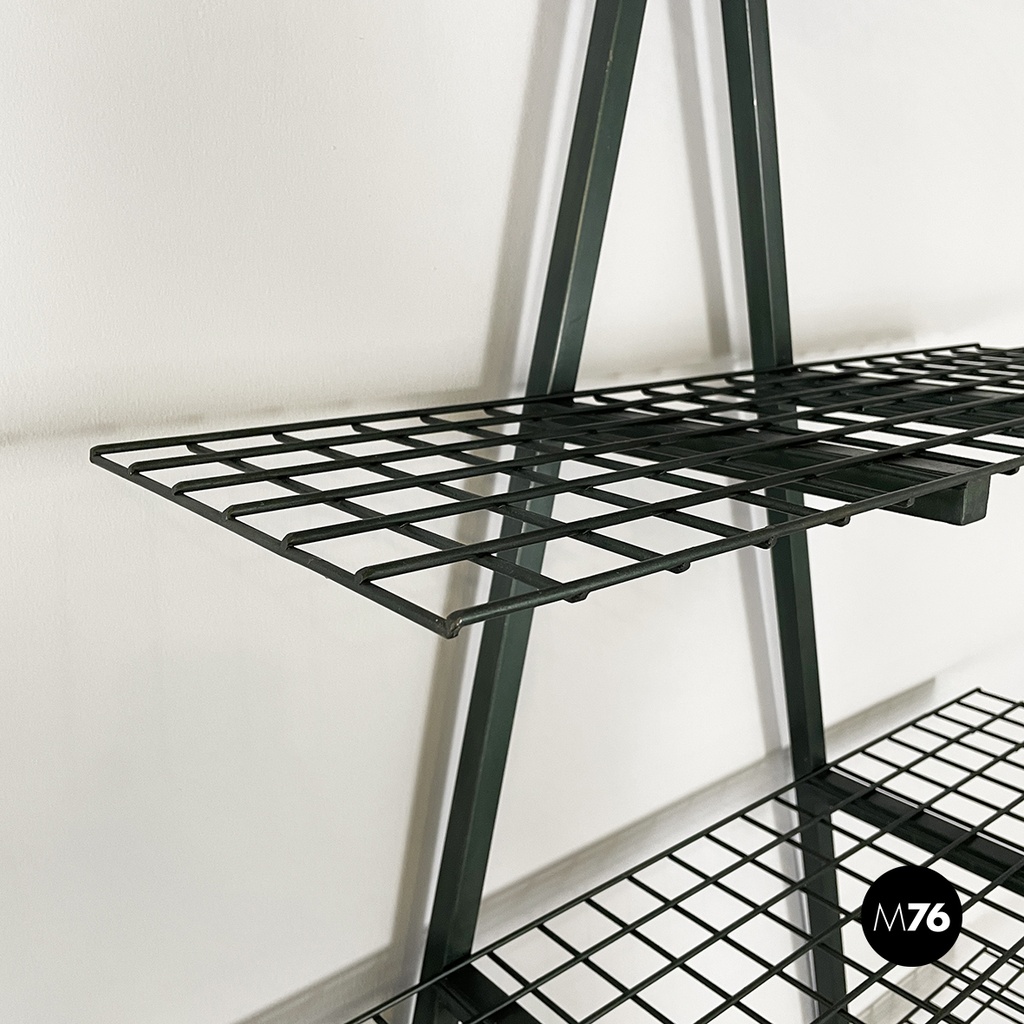 Italian modern Wall o self-supporting bookcases in dark green metal, 1980s