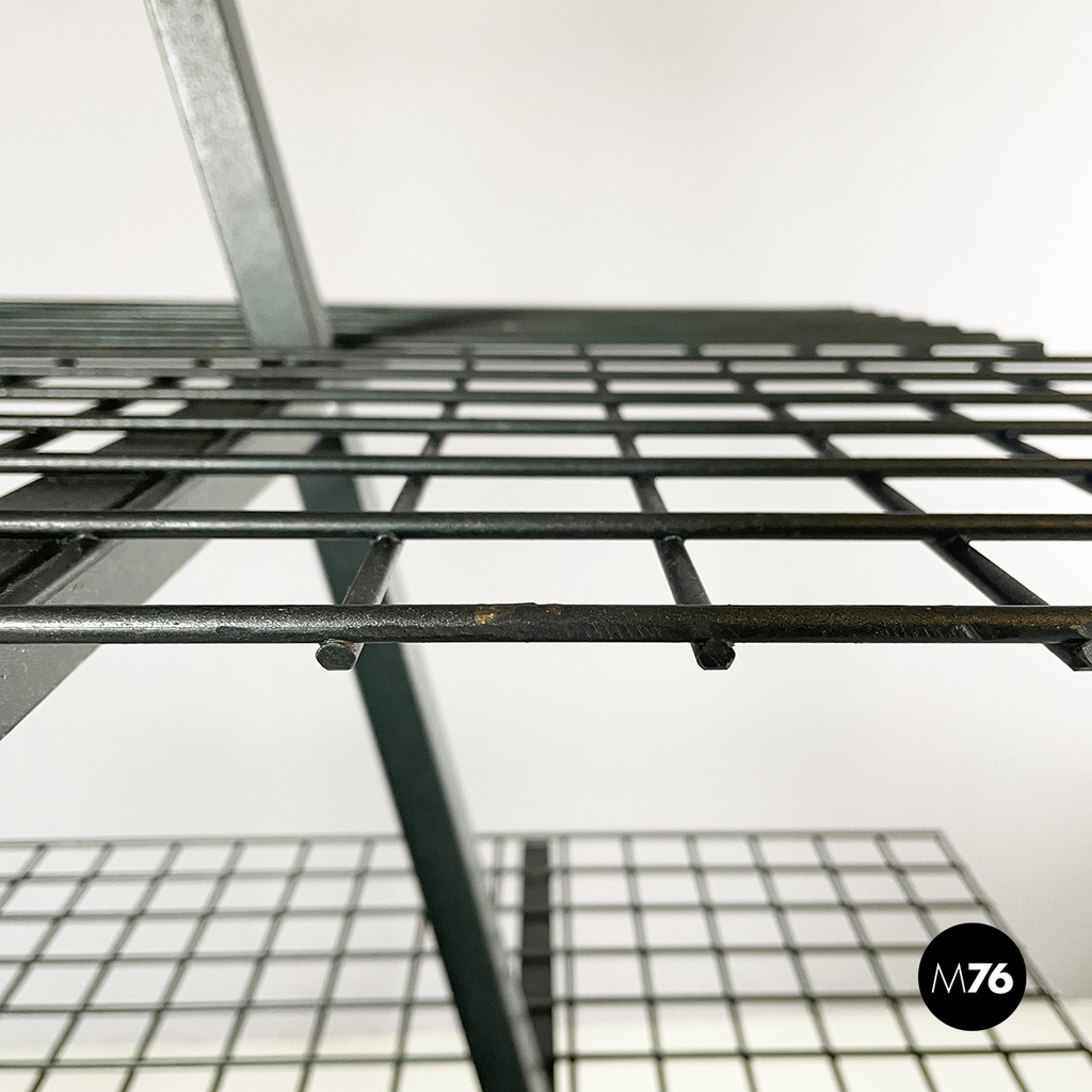 Italian modern Wall o self-supporting bookcases in dark green metal, 1980s