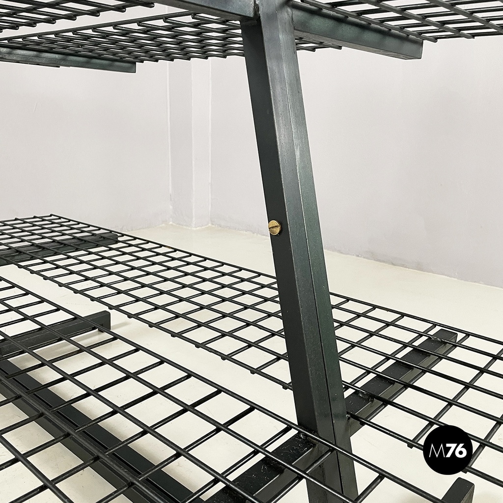 Italian modern Wall o self-supporting bookcases in dark green metal, 1980s