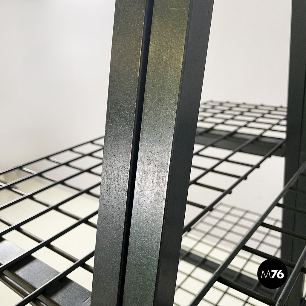 Italian modern Wall o self-supporting bookcases in dark green metal, 1980s