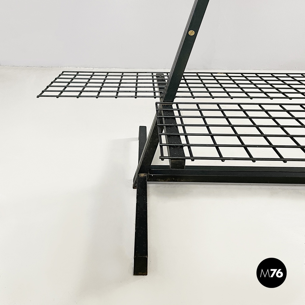 Italian modern Wall o self-supporting bookcases in dark green metal, 1980s