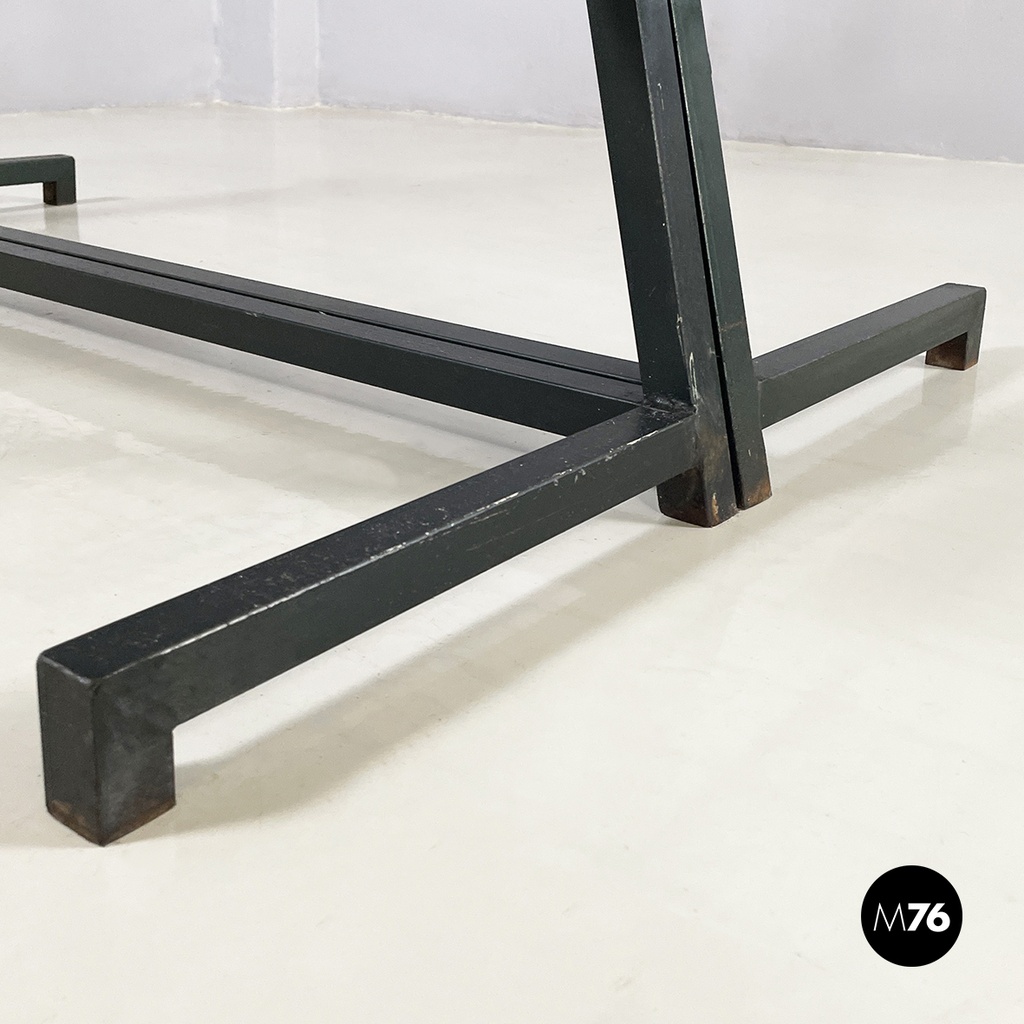 Italian modern Wall o self-supporting bookcases in dark green metal, 1980s