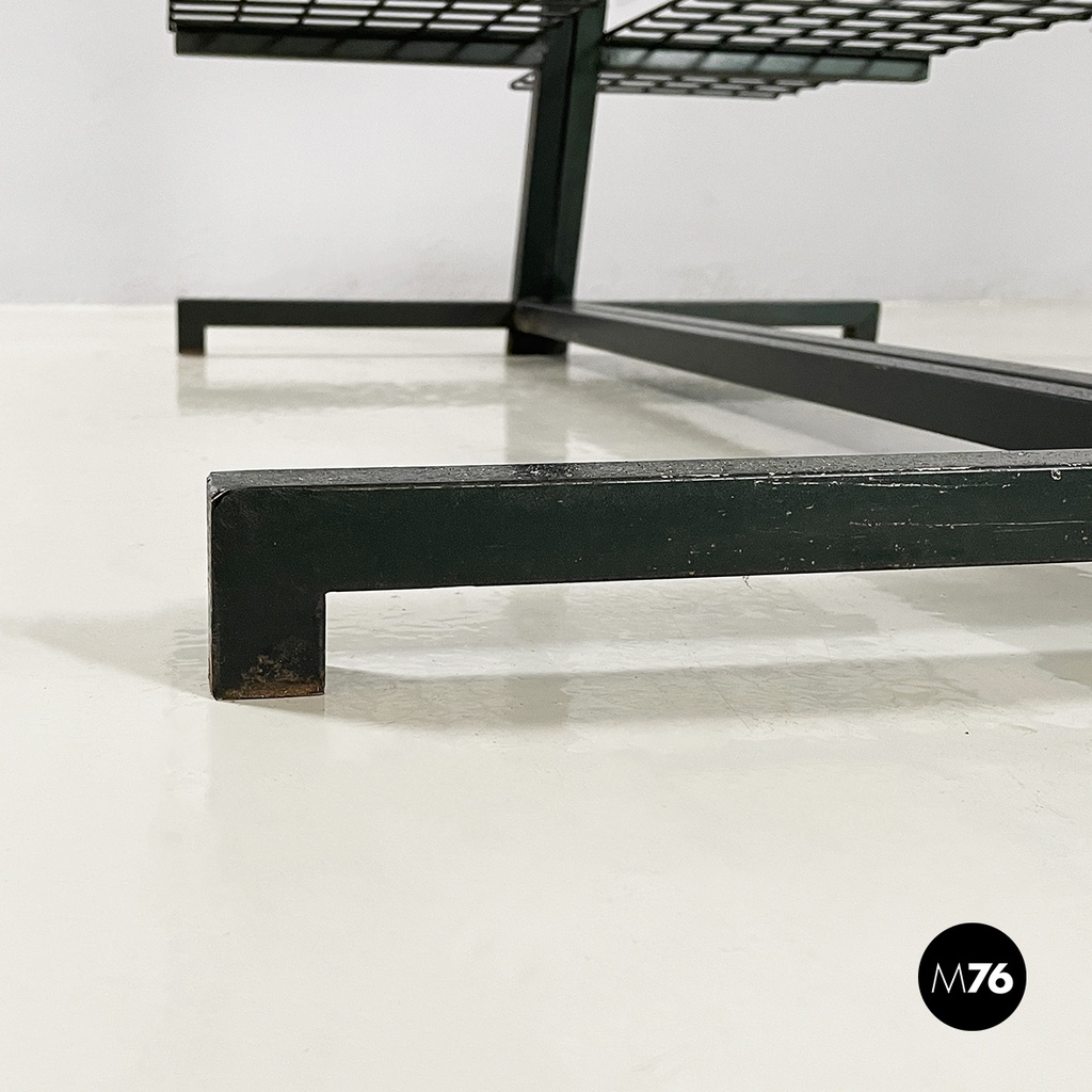 Italian modern Wall o self-supporting bookcases in dark green metal, 1980s