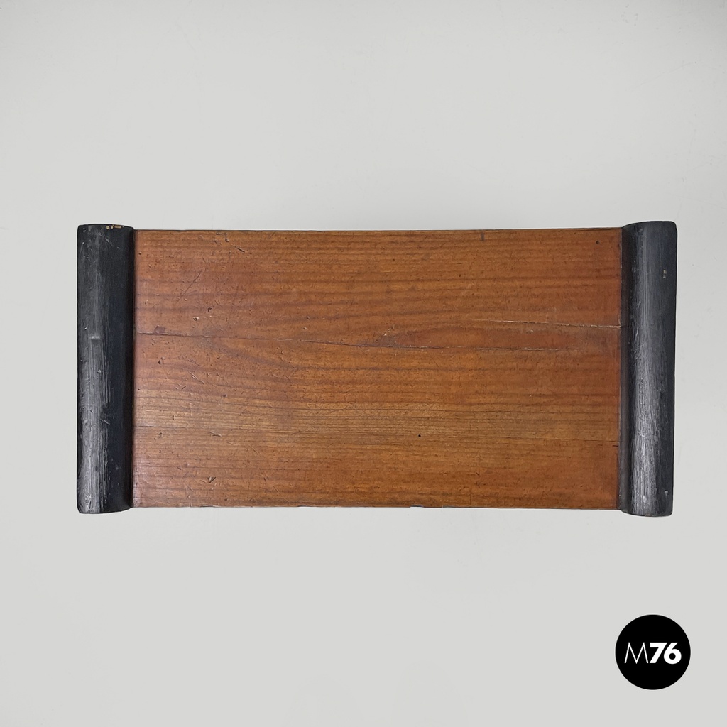 Italian Art Deco wooden coffee table with painted black rounded profiles, 1940s