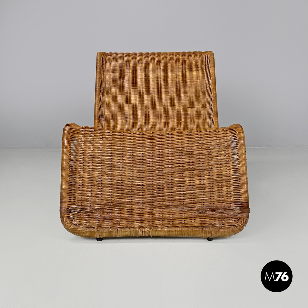 Italian mid-century modern rattan armchair P3 by Tito Agnoli for Bonacina, 1960s