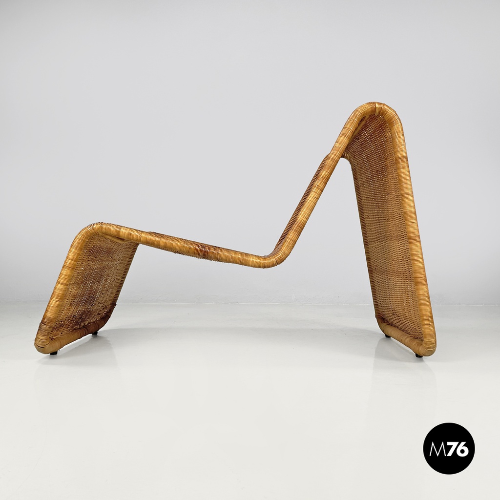 Italian mid-century modern rattan armchair P3 by Tito Agnoli for Bonacina, 1960s