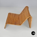 Italian mid-century modern rattan armchair P3 by Tito Agnoli for Bonacina, 1960s
