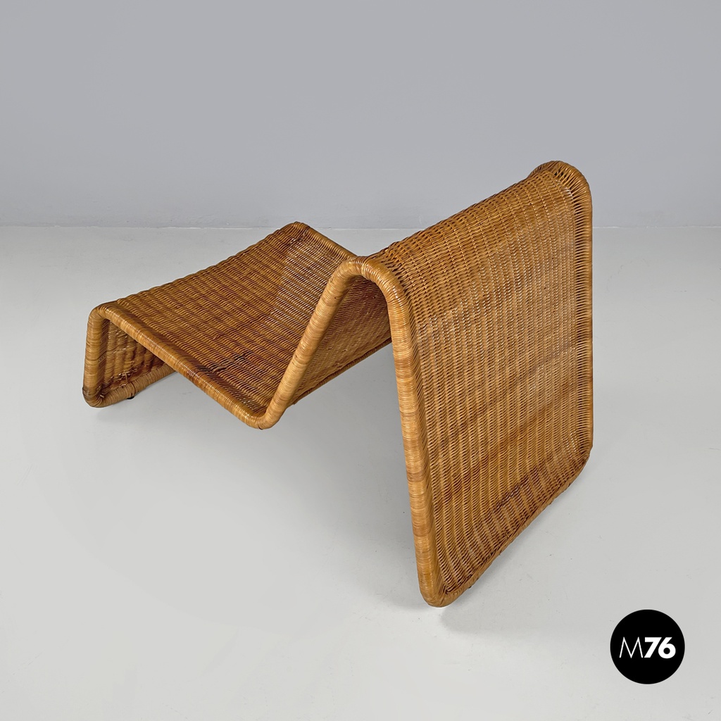 Italian mid-century modern rattan armchair P3 by Tito Agnoli for Bonacina, 1960s