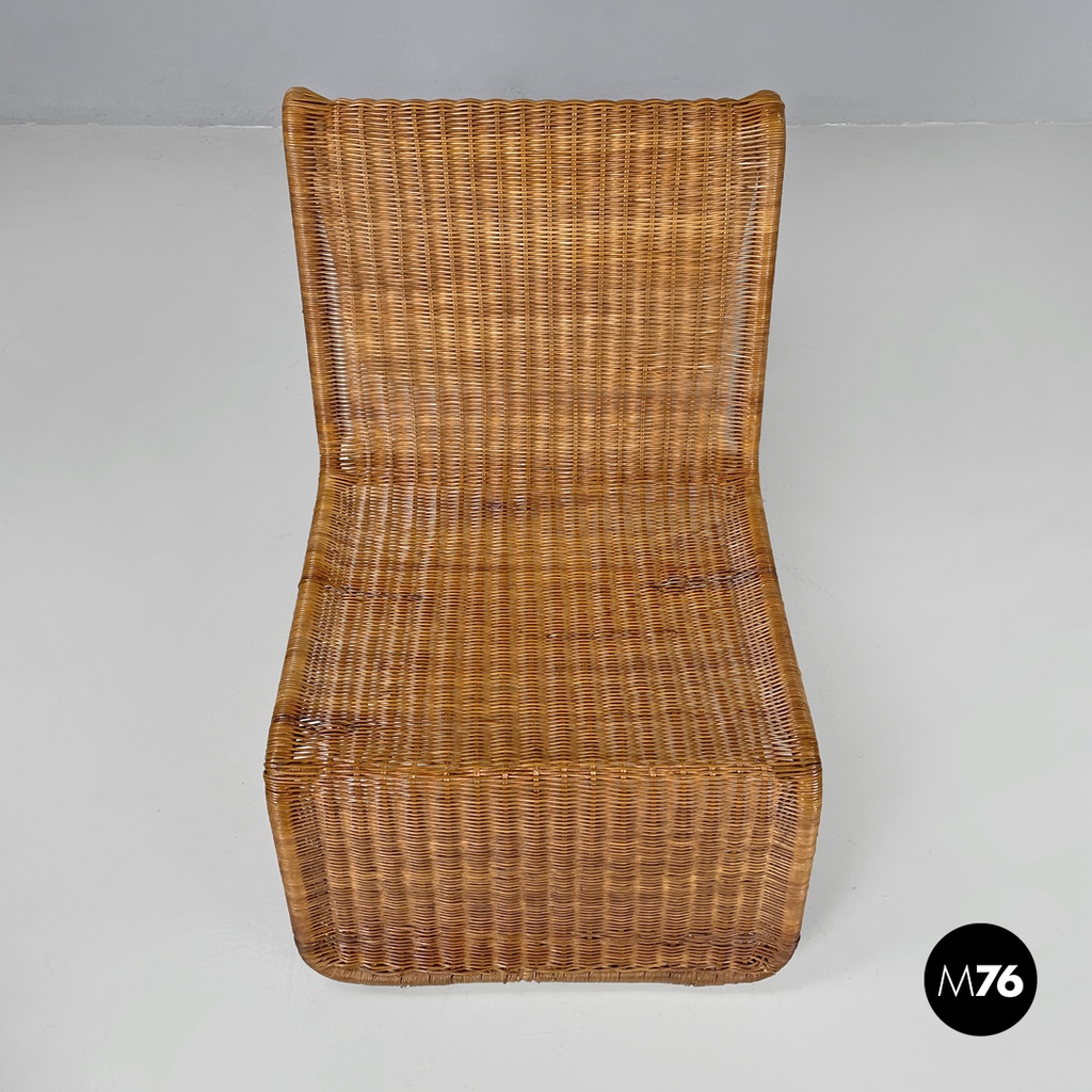 Italian mid-century modern rattan armchair P3 by Tito Agnoli for Bonacina, 1960s