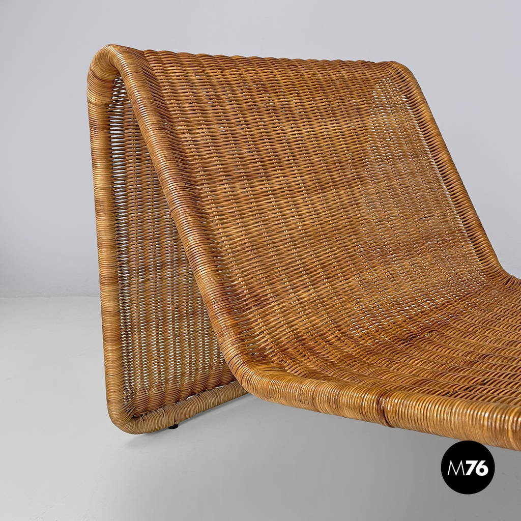 Italian mid-century modern rattan armchair P3 by Tito Agnoli for Bonacina, 1960s