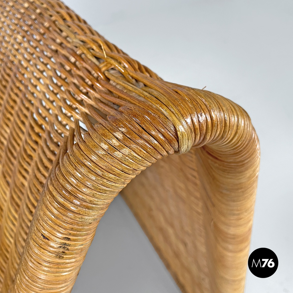 Italian mid-century modern rattan armchair P3 by Tito Agnoli for Bonacina, 1960s